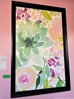 Full view of framed floral canvas art