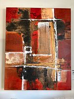 Front view of abstract acrylic painting on canvas