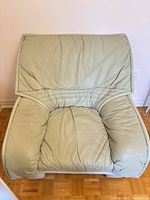 Front view showing seat, arms, upholstery condition