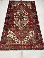 Full view of Hamedan rug layout and colors