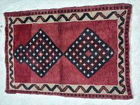 Full view of the rectangular Shiraz rug showing overall design and borders