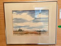 Full view of framed watercolor
