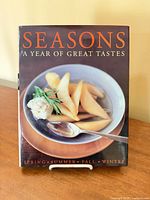 Front cover of cookbook on stand