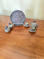 front view showing all papier-mâché pieces