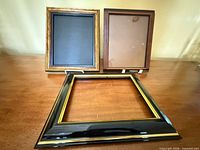 Front view of three frames showing finishes and styles