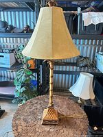 Full view of table lamp with shade