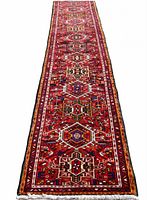 Full view of entire Gharajeh runner showing pattern and proportions
