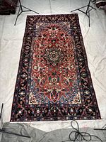 Full view of Sarogh rug laid flat showing entire design and borders