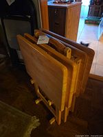 Trays folded in rack, overall view