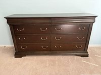 Front view of six-drawer dresser