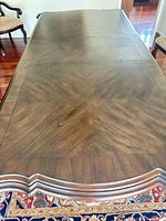 Full top view of dining table showing grain pattern and finish