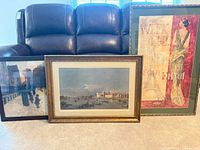 All three framed prints standing together for scale and comparison