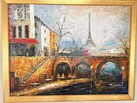 Front view of framed oil painting showing full composition and frame