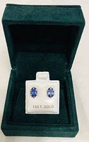 Pair of tanzanite stud earrings in presentation box