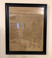 Full frontal view of framed Declaration replica