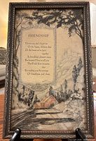 Full view of framed lithograph showing artwork, poem and frame detail