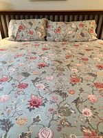 Duvet cover on bed with matching pillowcases