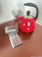 Kettle and stacked forks overview