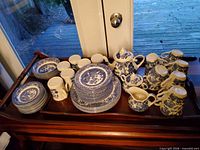Group shot of entire dinnerware assortment on serving cart