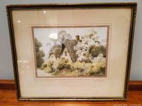 Overall of cottage landscape framed print