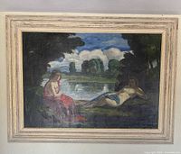 Front view of framed oil painting showing subject and colors