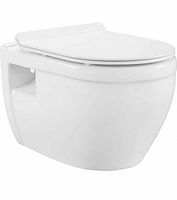 Angled view of Swiss Madison Ivy wall-hung toilet bowl showing seat and bowl profile