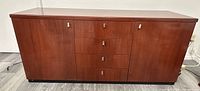 Front view showing entire credenza with drawers and doors closed