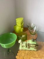 Group shot showing all lime green decor items