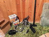 All items grouped: Capture cleaning kit box, handheld steamer with hose and wand, Drive air pump, attachments