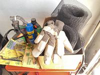 overview showing gloves, chemicals, mesh roll, brackets