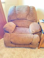 Recliner upright showing front and upholstery
