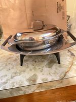 Complete roasting/chafing set assembled on stand