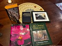 Group shot showing all books and framed print