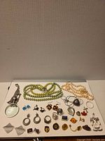 Overview of all costume jewellery items laid out