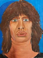 Full view of portrait on wood panel