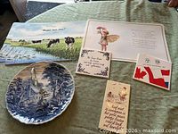 Group shot of all items including plate, tiles and prints