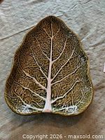 Top view showing leaf shape, vein relief and glaze