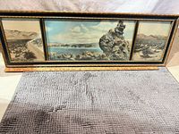 Front view of entire three-panel wooden frame