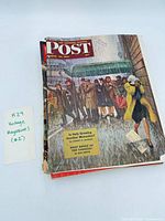Stack of magazines, top Post issue dated March 30 1957