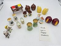 Full lot overview of all vintage salt and pepper shakers