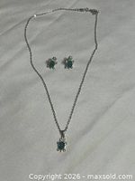 Full view of necklace and earrings