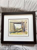 Front view of framed lithograph showing image, mat and frame