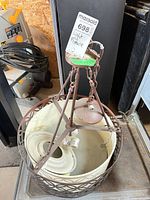 metal and fabric drum chandelier with chain, canopy and fabric shade