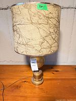 Full view of lamp with shade showing height marker