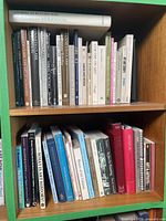 Two shelves filled edge-to-edge with art-history books, front view