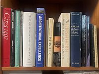 Shelf of approx. 14 art books with visible titles and spines
