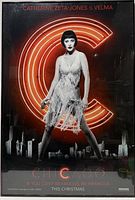Front view of framed 2002 "Chicago" movie poster featuring Catherine Zeta-Jones