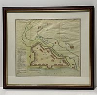 Full view of framed plan showing frame, mat and complete map