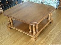 Top view of square maple coffee table
