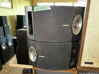 Front view of stacked Bose 201 Series V speakers